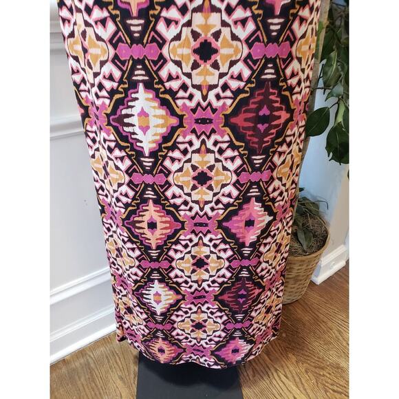 House of Bailey Long Maxi Dress Womens Large Multi Scoop Neck Drawstring Waist - Picture 11 of 13